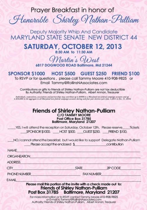 Prayer Breakfast in honor of the Hon. Shirley Nathan-Pulliam